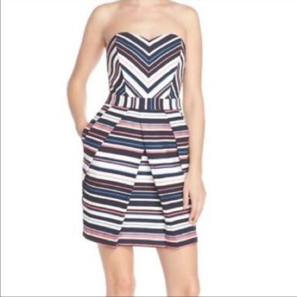 Adelyn Rae Striped Strapless Dress Size XS
